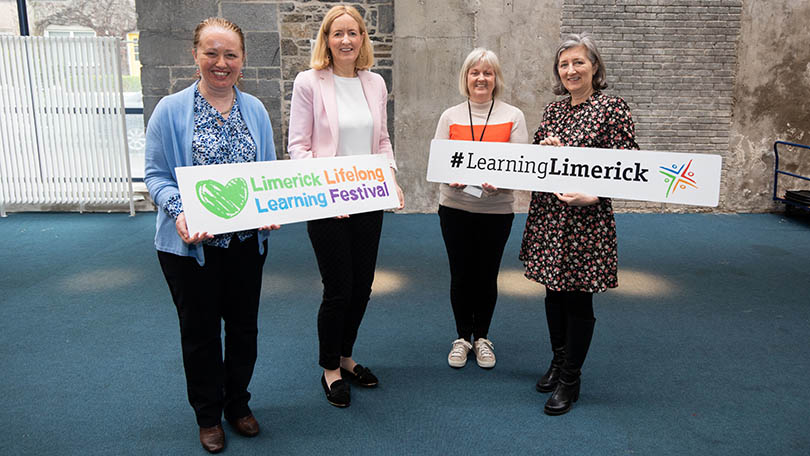 Pictured at the launch of The Limerick Lifelong Learning Festival, “Come Learn with Me in 2023” were, Yvonne Lane, PAUL Partnership, Helen Fitzgerald, PAUL Partnership, Catherine Bowes-Kelly, Limerick City and County Council and Anne Delaney, Limerick Childcare Committee. Picture: Alan Place